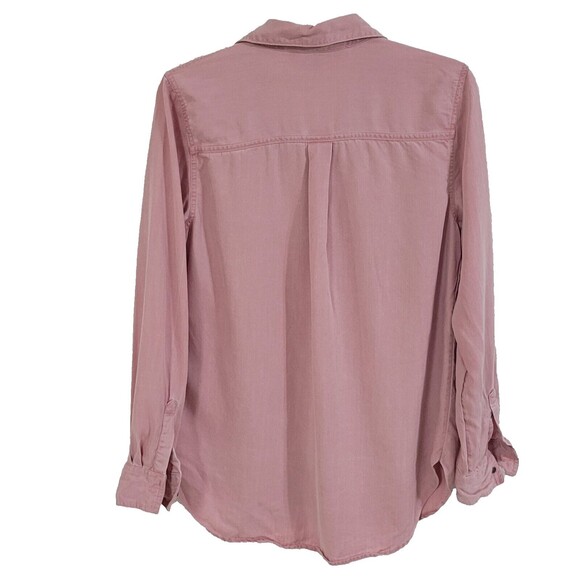Old Navy Shirt Womens M Mauve Pink LS Button Up The Tunic Shirt Beach Tropical - Picture 2 of 12